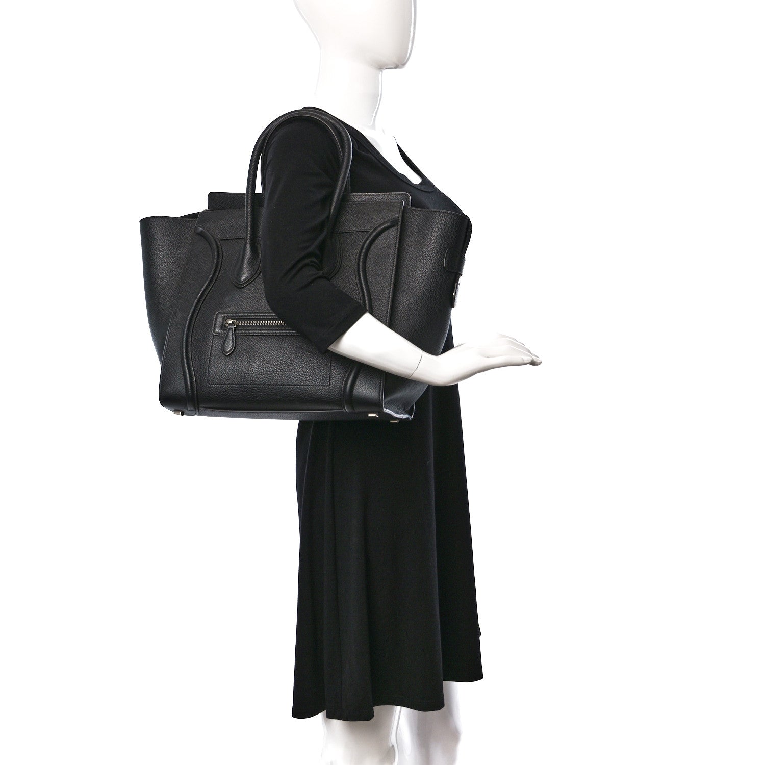 Celine Drummed Calfskin Mini Luggage Black 3 of 8