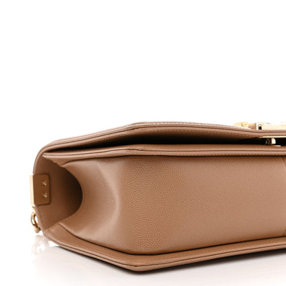 Chanel Caviar Chevron Quilted Medium Boy Flap Dark Beige 9 of 11