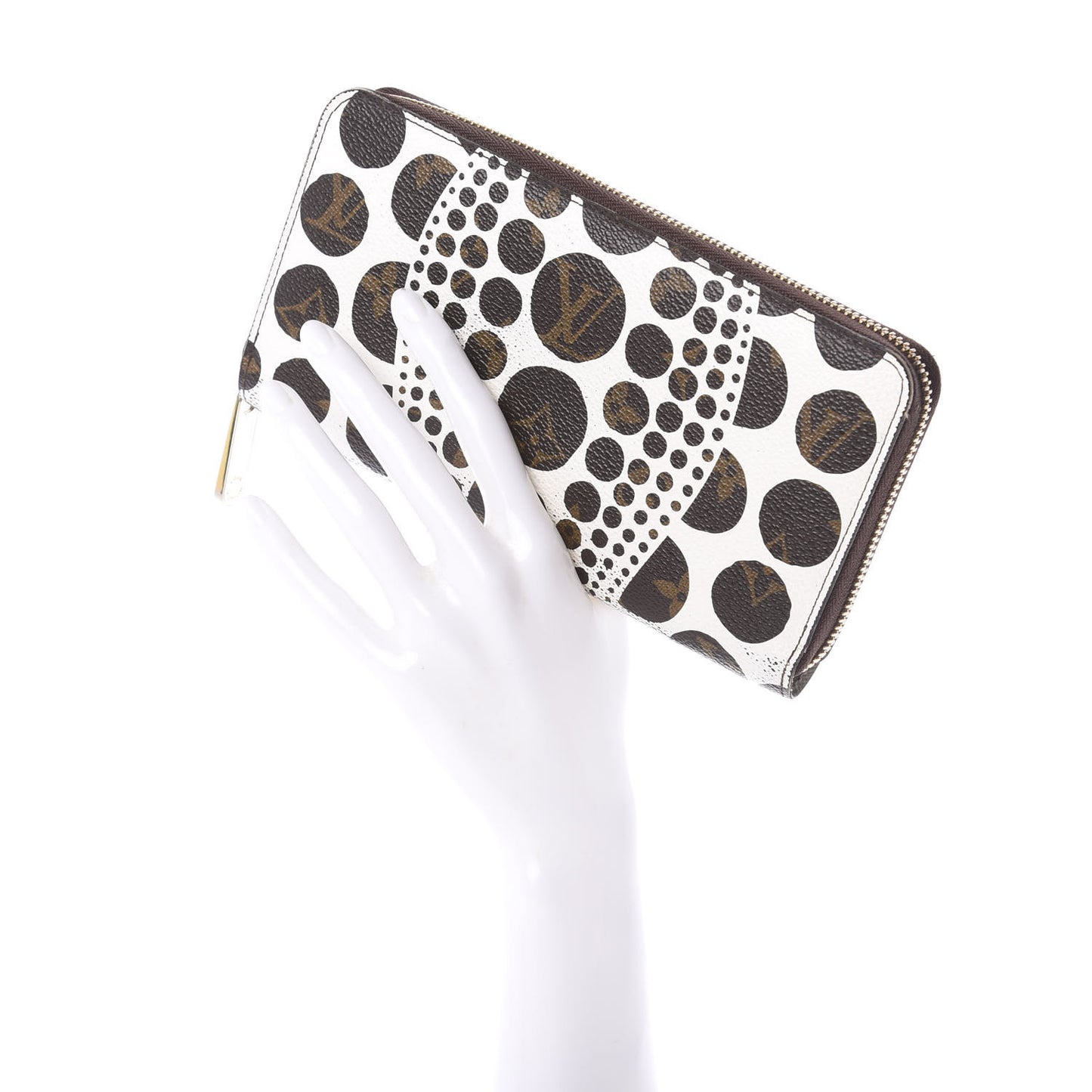 Monogram Kusama Pumpkin Dots Zippy Wallet White