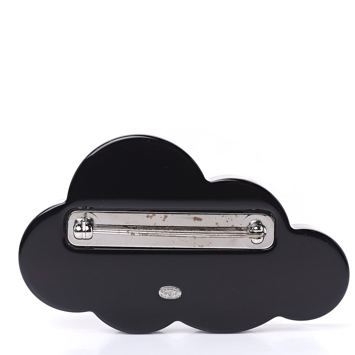 Glittered Resin Crystal Pearl CC Cloud Brooch Black Silver