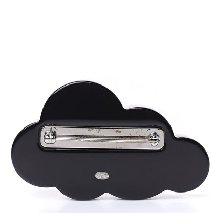 Chanel Glittered Resin Crystal Pearl CC Cloud Brooch Black Silver 3 of 6