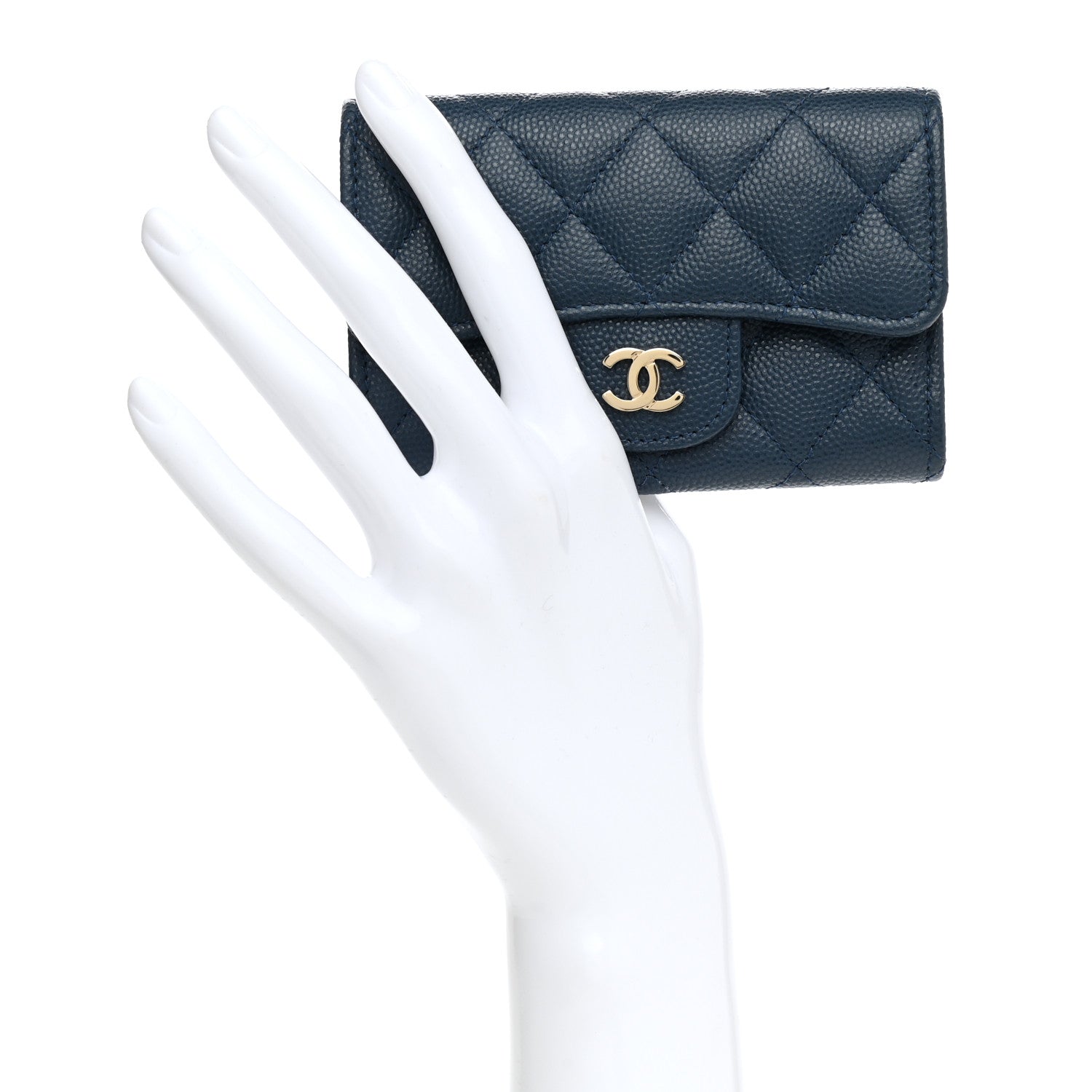 Chanel Caviar Quilted Flap Card Holder Navy Blue 2 of 8