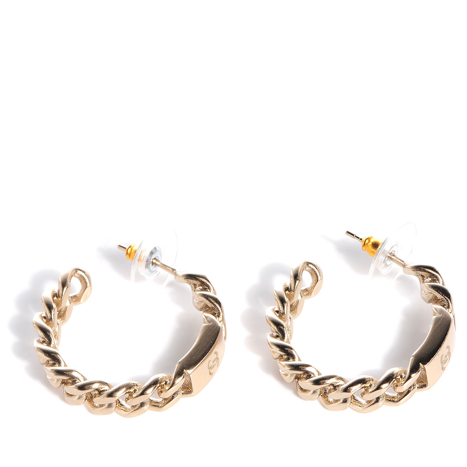 Chanel CC Chain Hoop Earrings Gold 1 of 5
