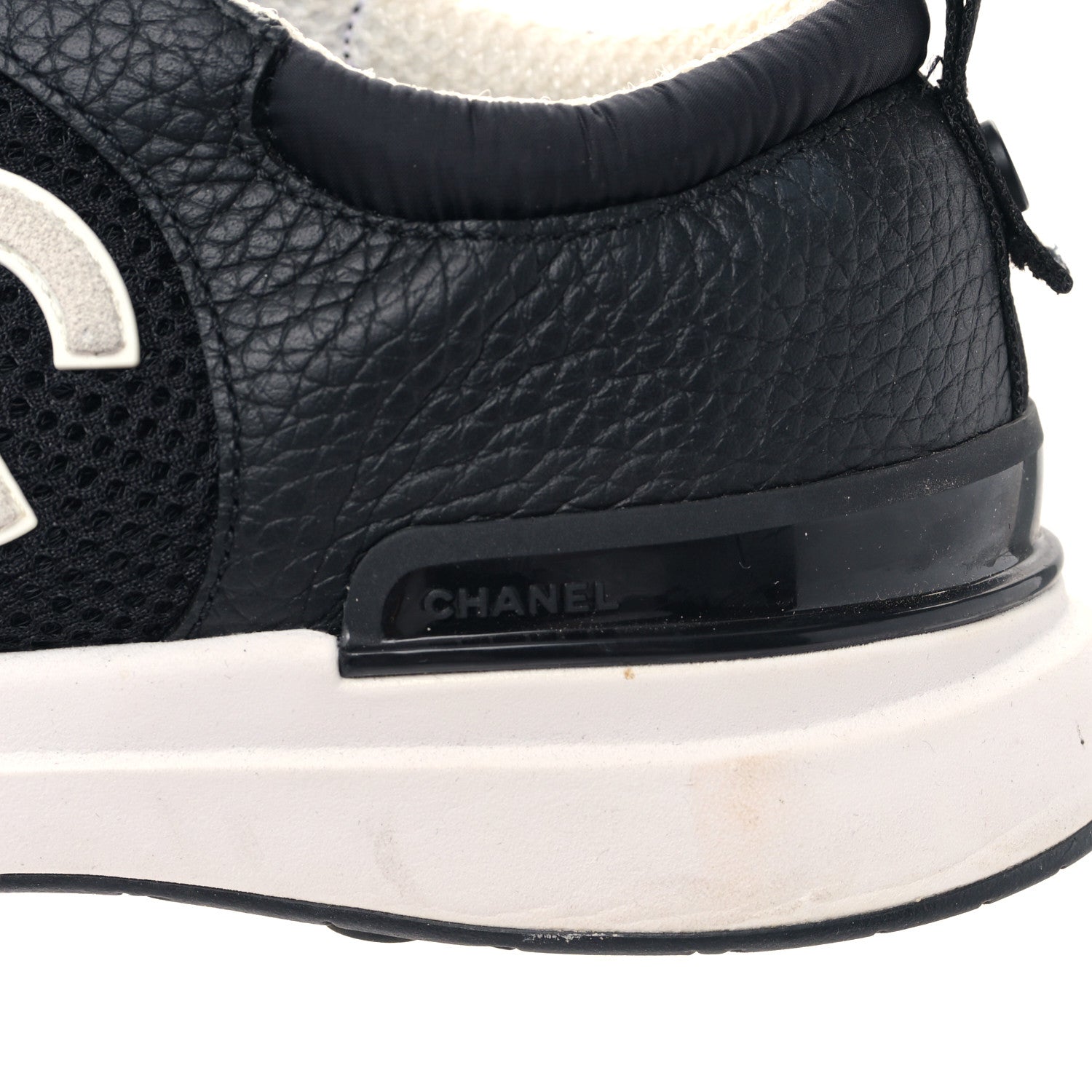 Chanel Calfskin Mesh Lycra Suede Womens Logo Sneakers 38.5 Black 9 of 10