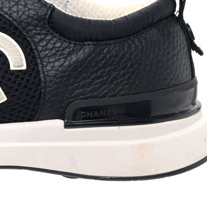 Chanel Calfskin Mesh Lycra Suede Womens Logo Sneakers 38.5 Black 9 of 10
