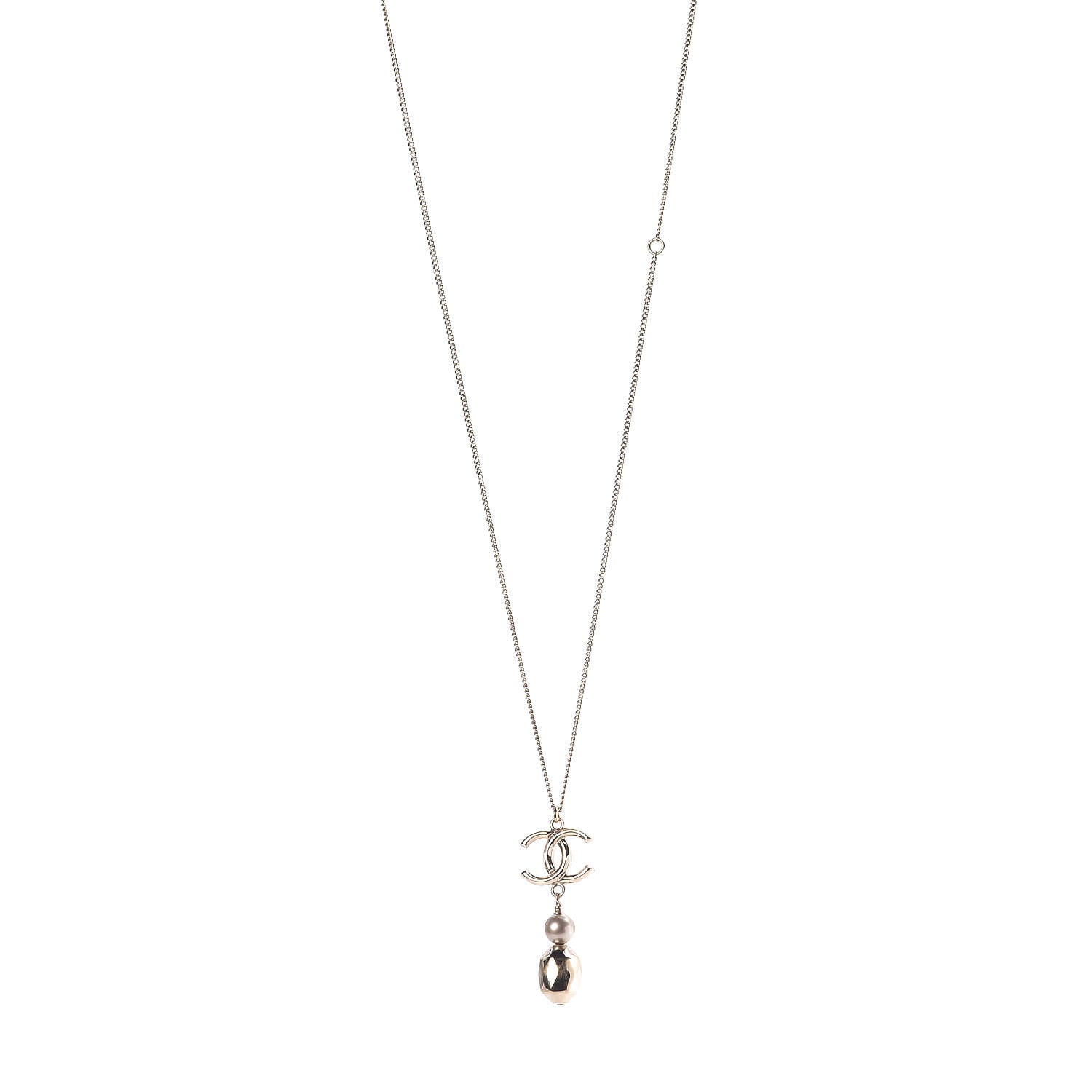 Chanel Pearl CC Drop Necklace Gold 1 of 6
