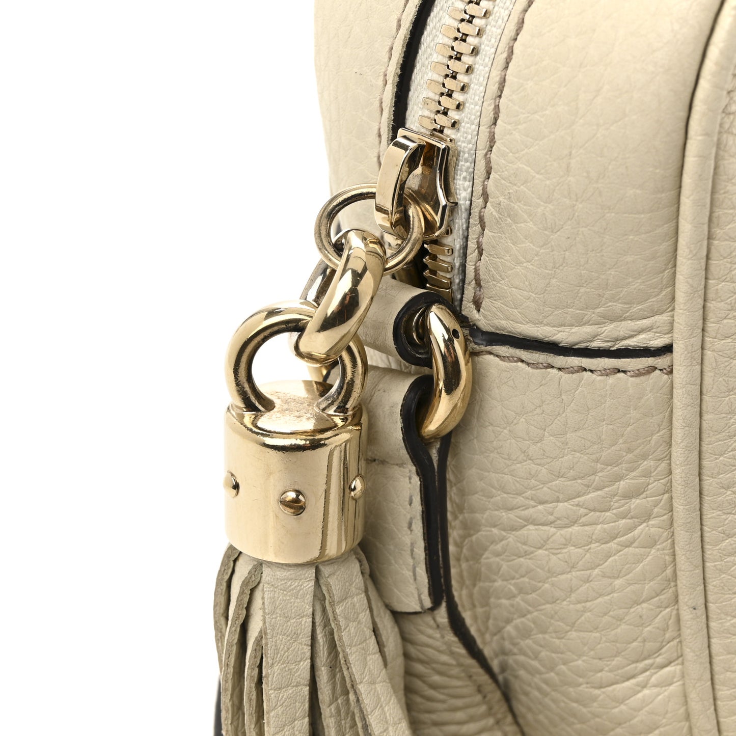 Pebbled Calfskin Small Soho Disco Bag Off White