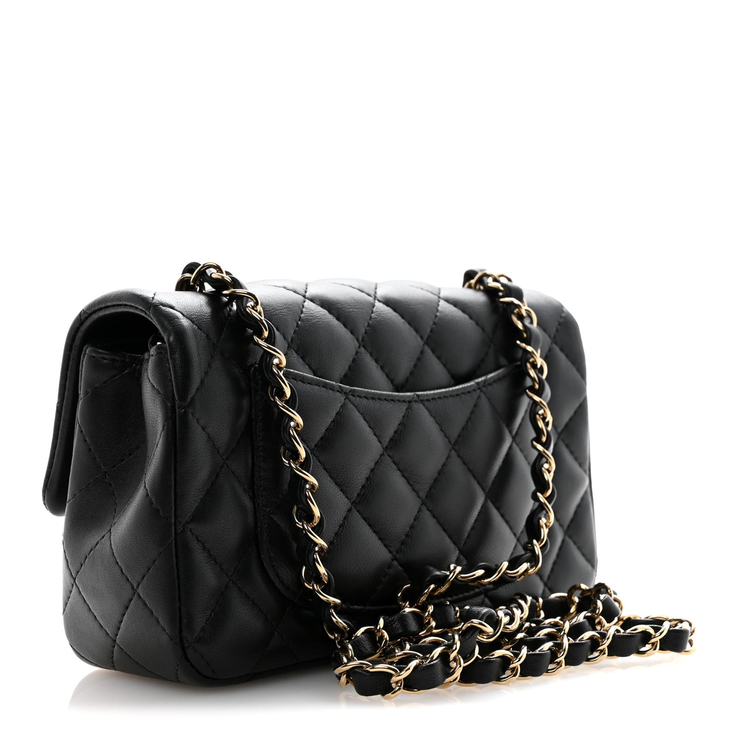 Lambskin Quilted Mini Rectangular Flap Black Black