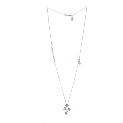 Chanel Crystal Bead CC Star Necklace Silver 4 of 7