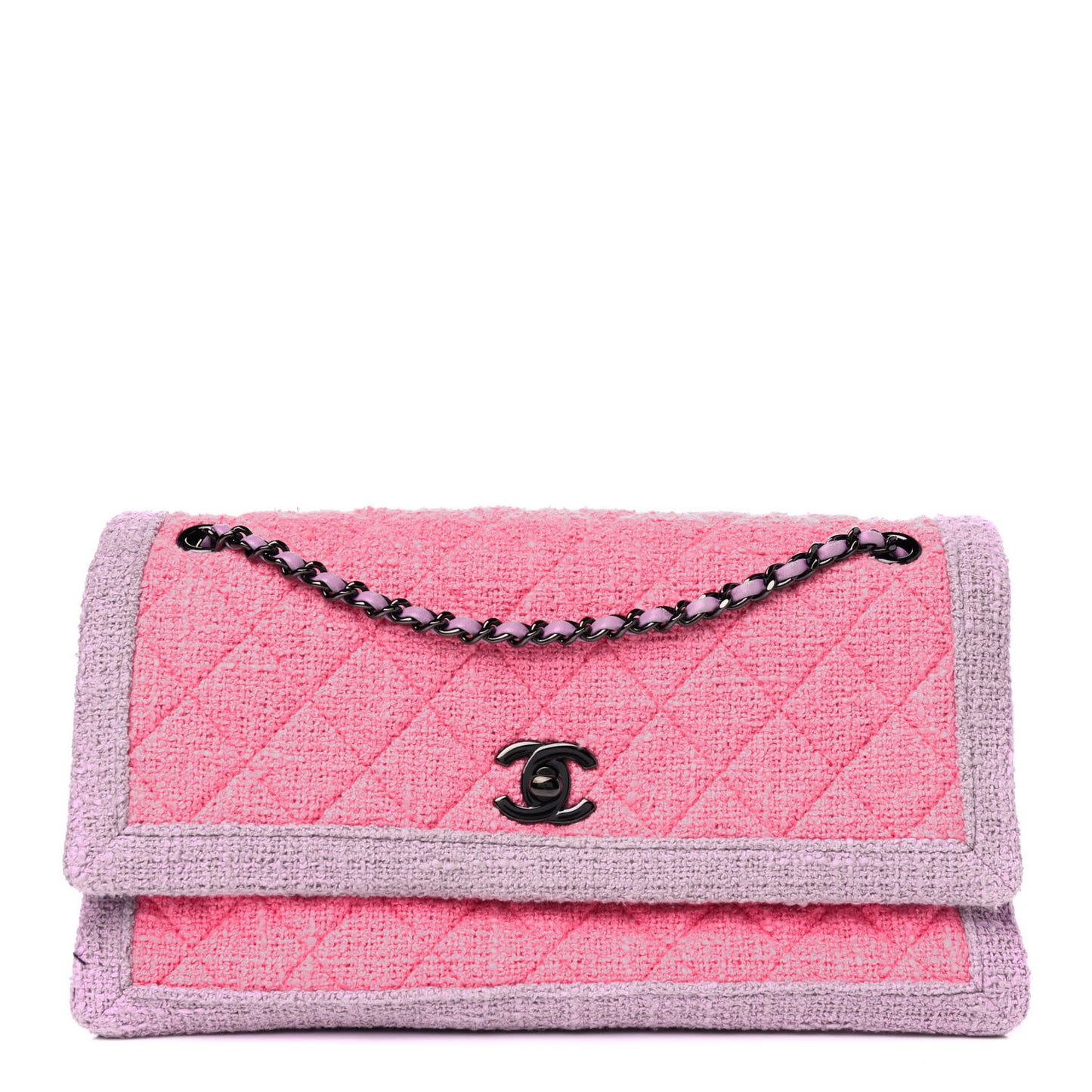Tweed Quilted Flap Pink Purple