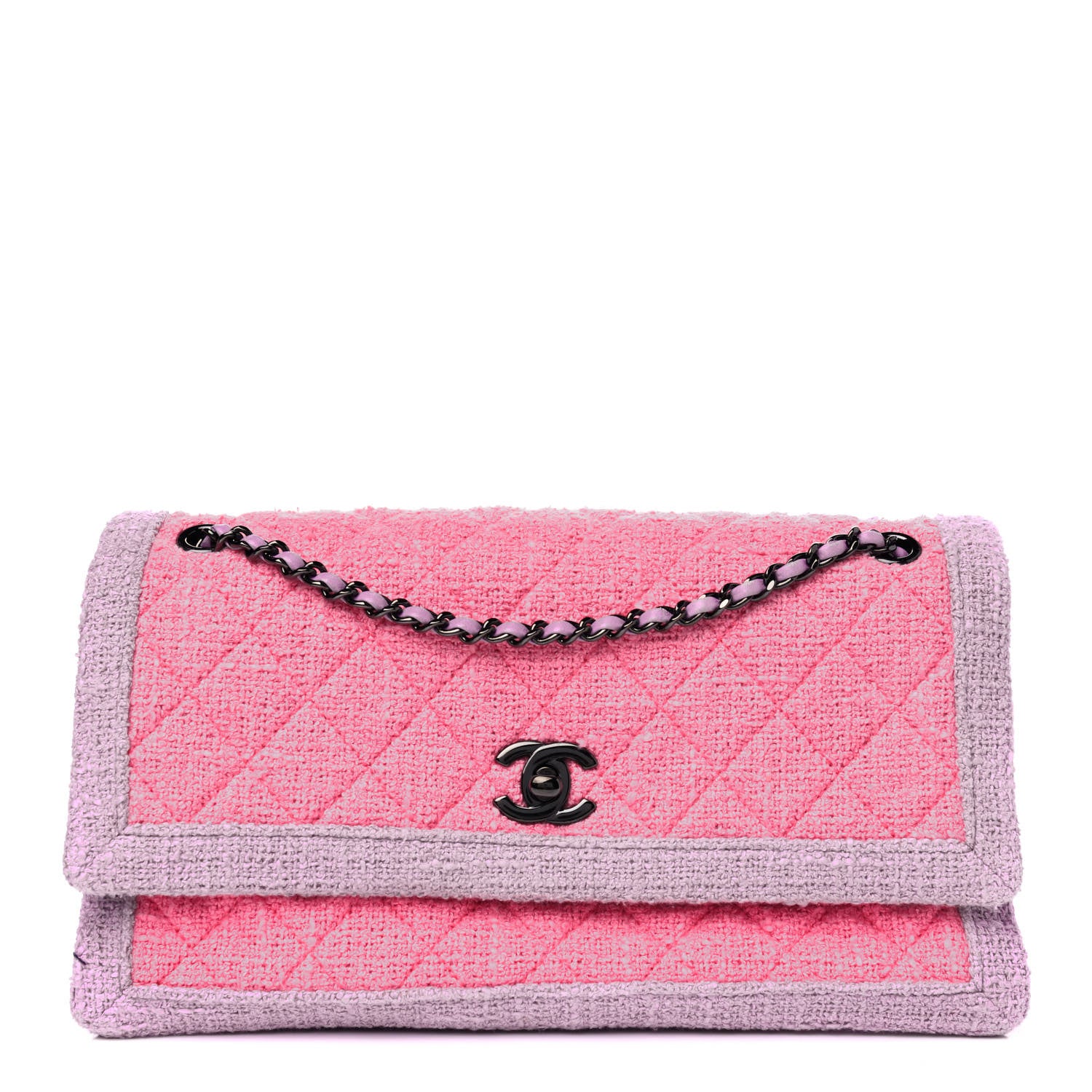 Chanel Tweed Quilted Flap Pink Purple 1 of 4