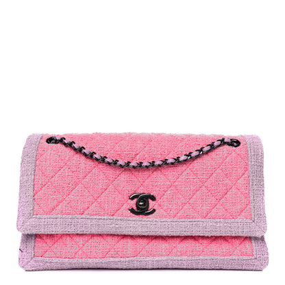 Chanel Tweed Quilted Flap Pink Purple 1 of 4