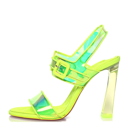 Christian Louboutin PVC Duniss 100 Sandals 38 Fluo Yellow 1 of 14