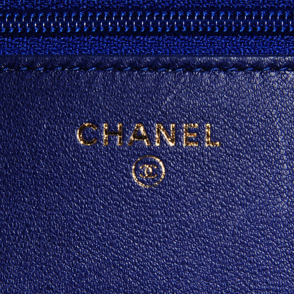 Chanel Velvet Quilted Wallet On Chain WOC Blue 6 of 9