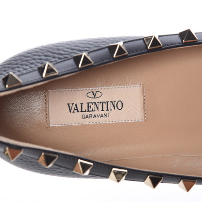 Valentino Garavani Pebbled Calfskin Rockstud Ballerina Flats 38.5 Black 7 of 9