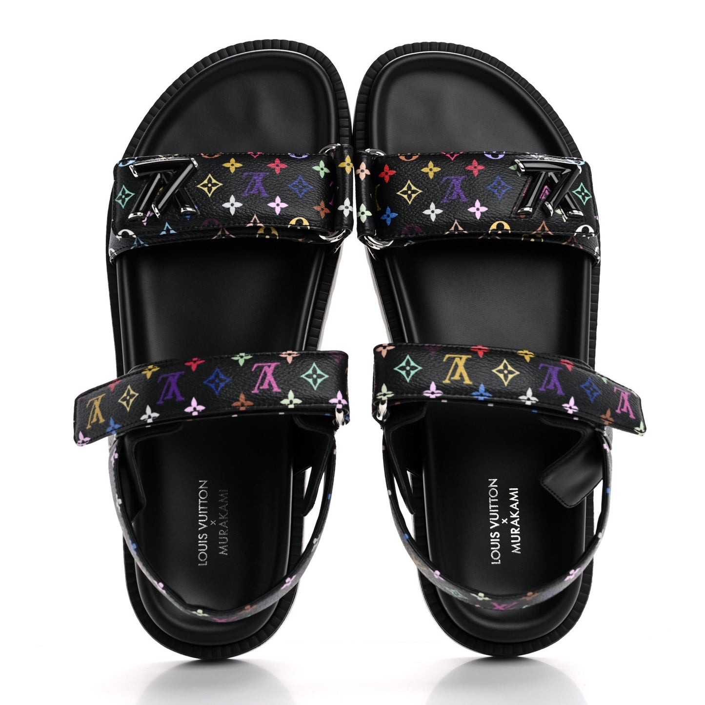 LV X TM Monogram Multicolor Sunset Flat Sandals 40 Black