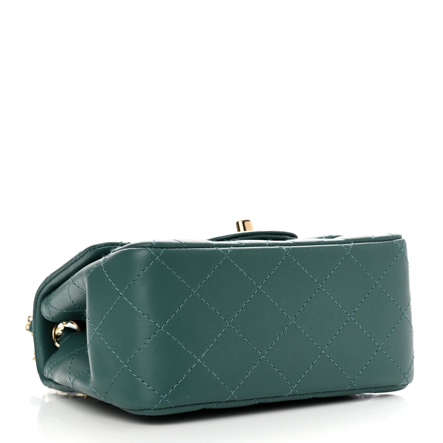 Lambskin Quilted Mini Square Flap Green