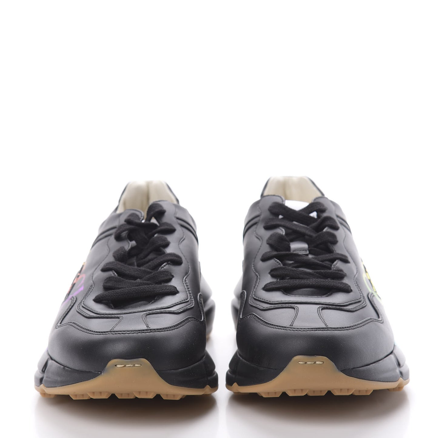 Calfskin Iridescent Logo Mens Rhyton Sneakers 7.5 Black
