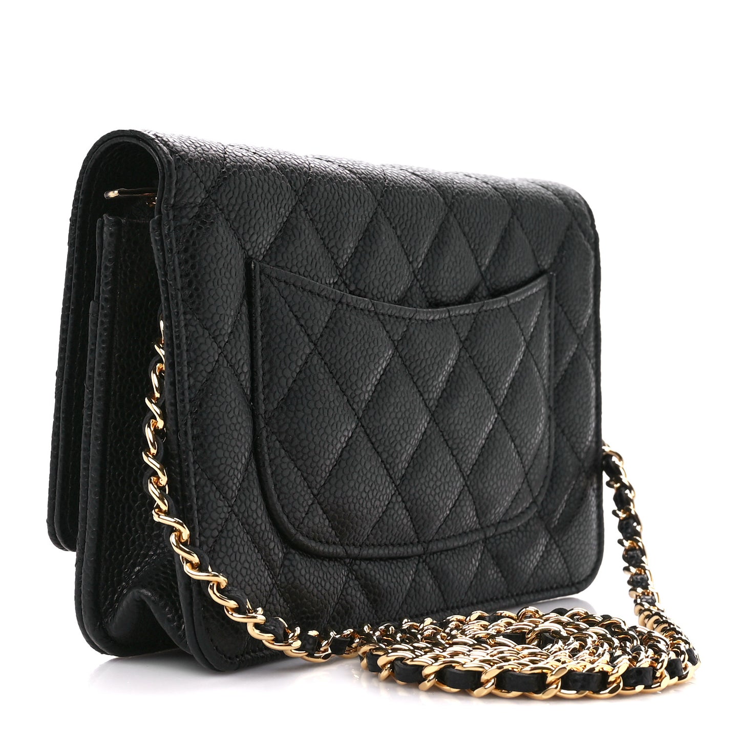 Caviar Quilted Wallet on Chain WOC Black