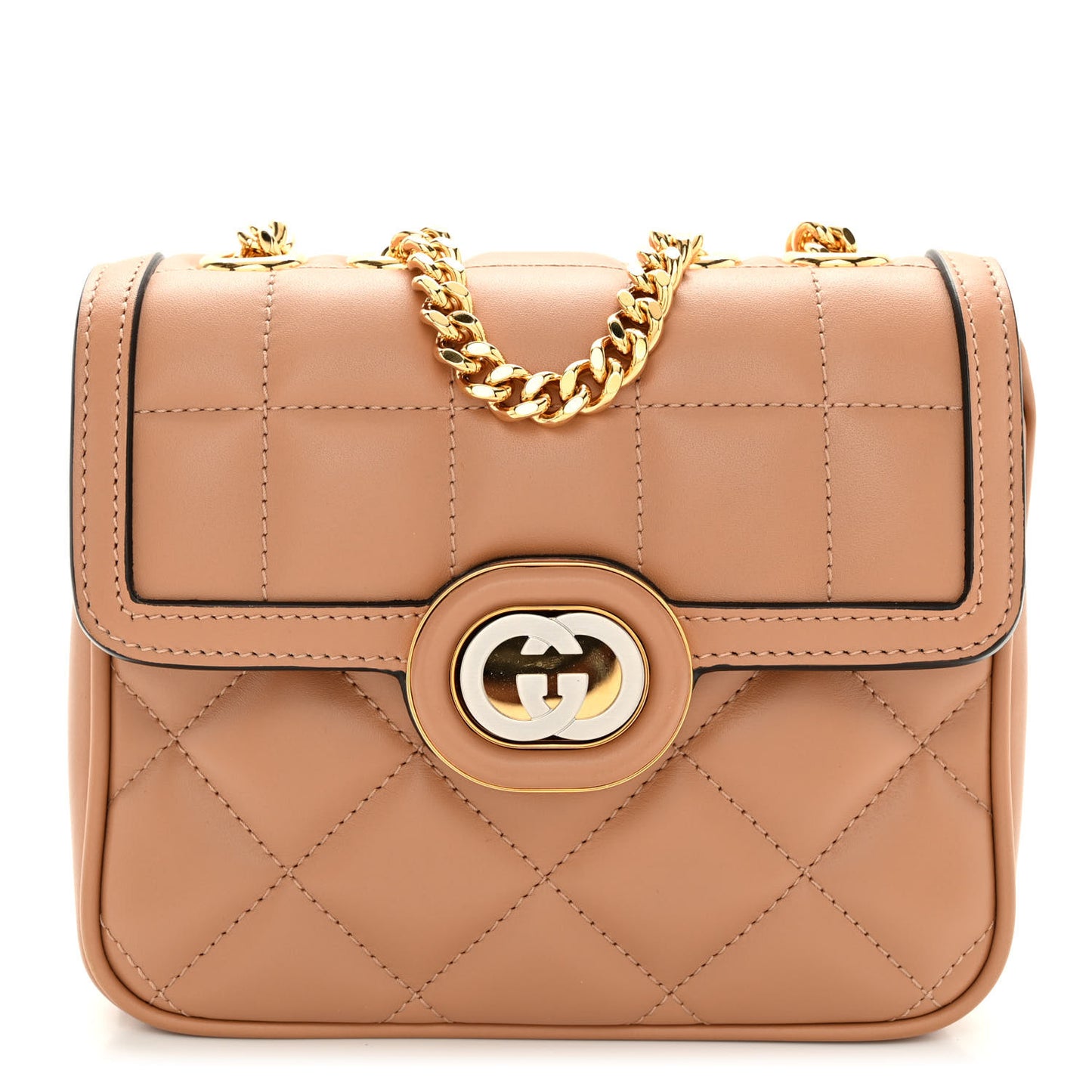 Calfskin Quilted Mini Deco Shoulder Bag Camelia