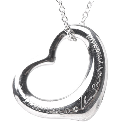 Tiffany Platinum Diamond Elsa Peretti Open Heart Pendant Necklace 5 of 7