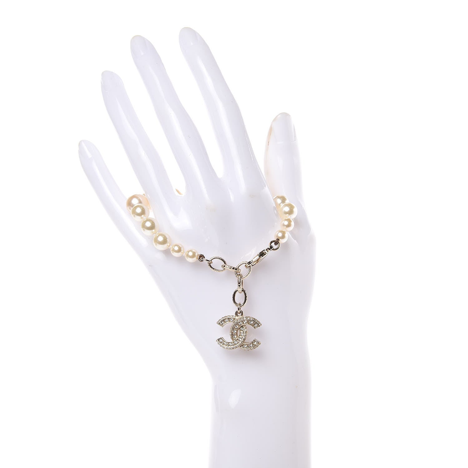 Chanel Pearl Crystal CC Bracelet Gold 2 of 5