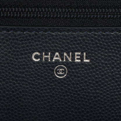 Chanel Caviar Chevron Wallet On Chain WOC Navy 6 of 8