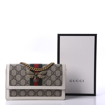 Gucci GG Supreme Monogram Web Queen Margaret Chain Wallet White 10 of 10