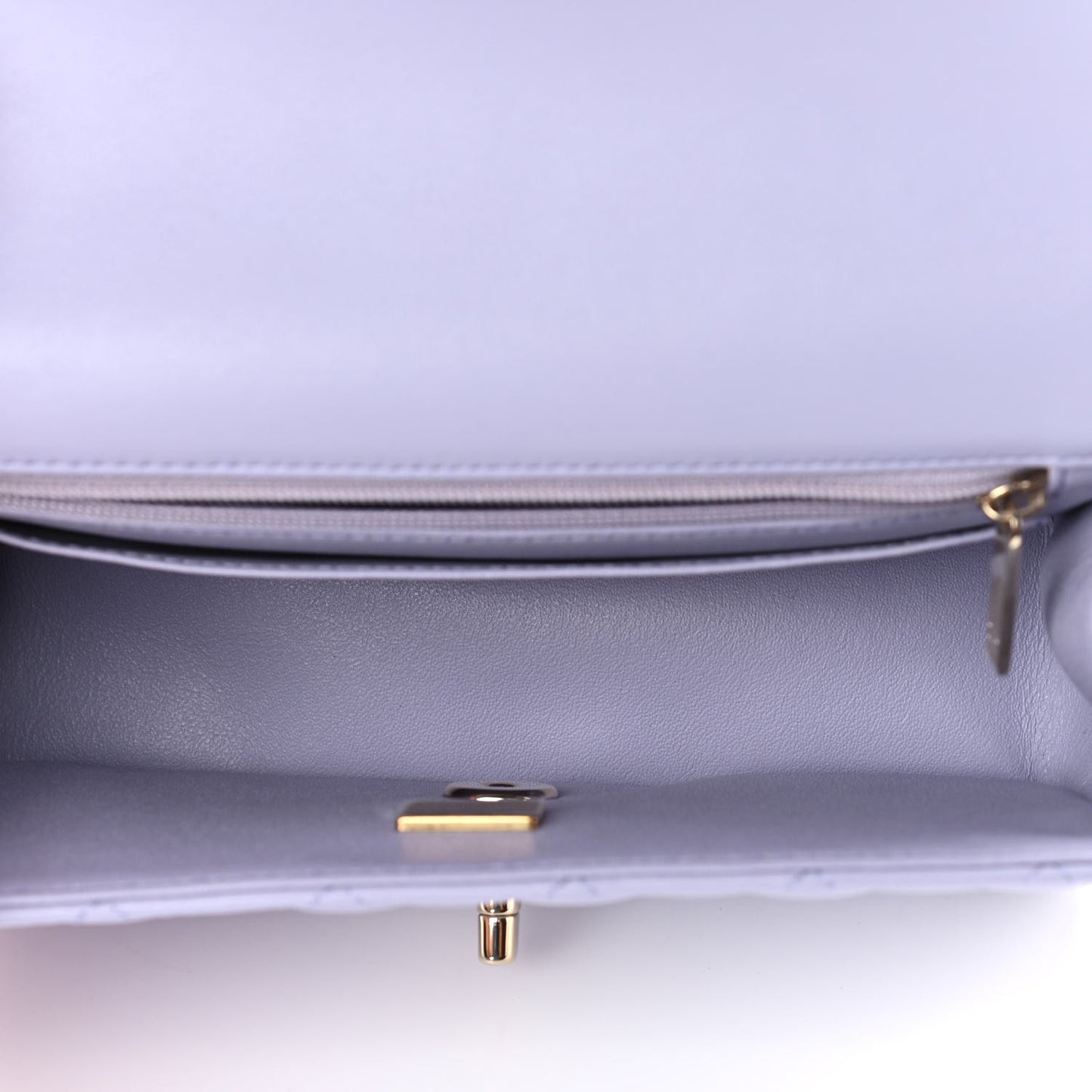 Lambskin Quilted Mini Top Handle Rectangular Flap Light Purple