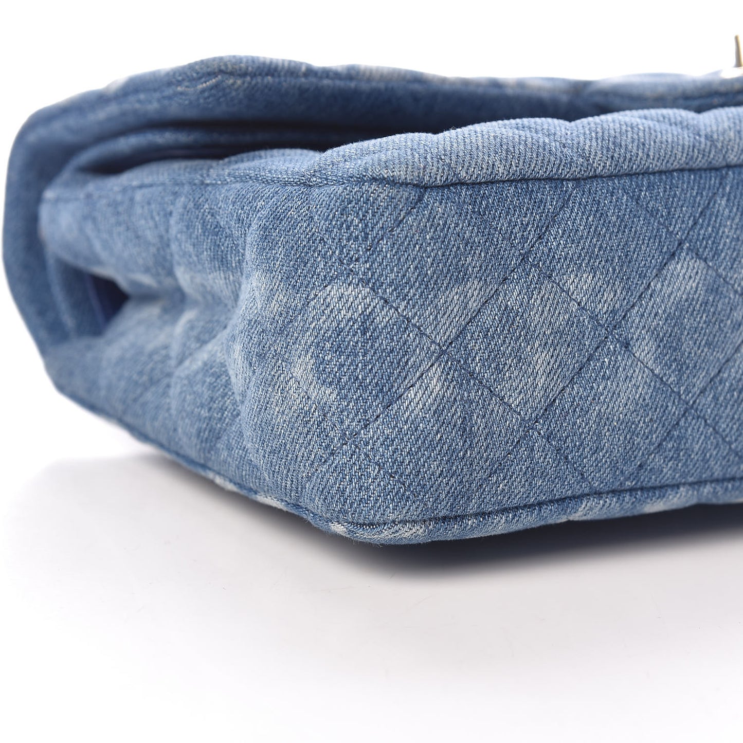 Denim Quilted Medium Double Flap Blue