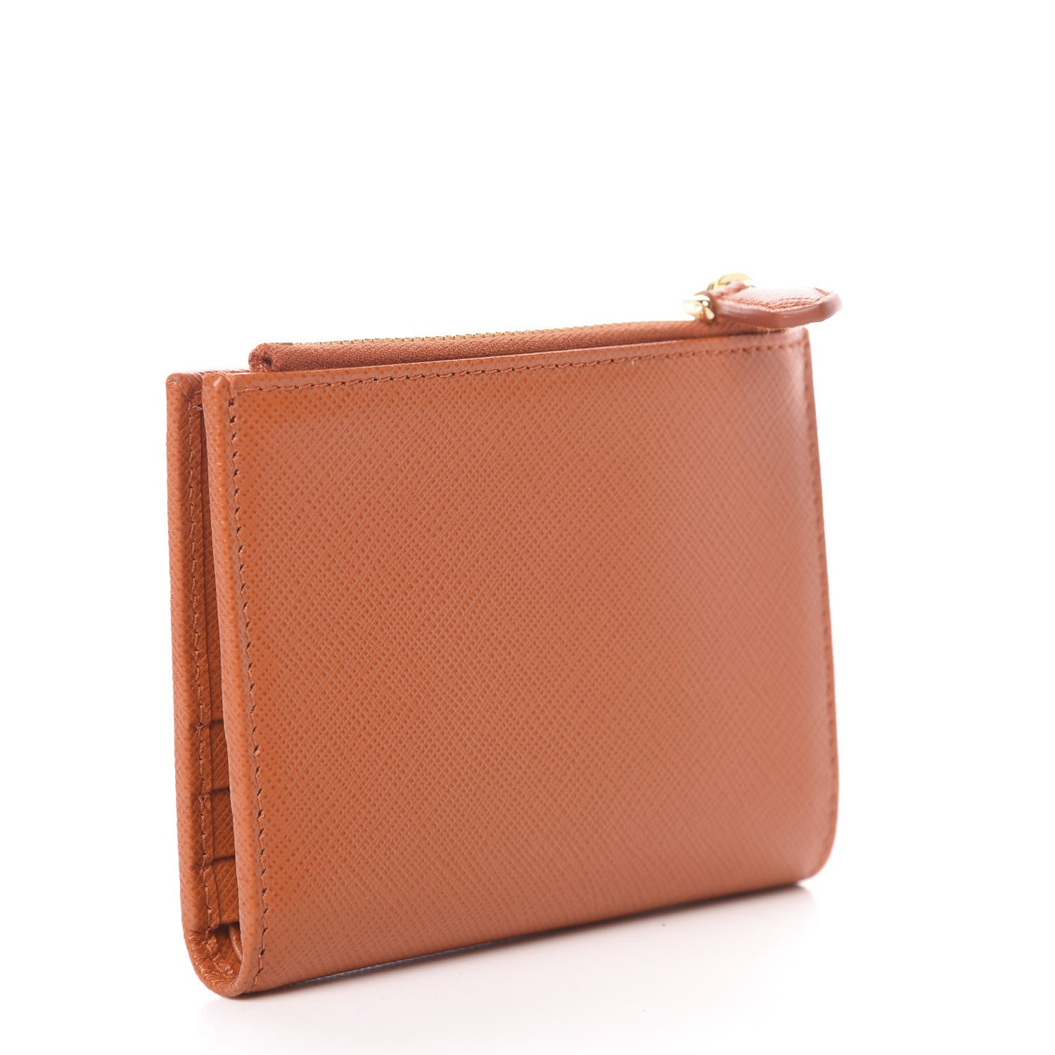 Prada Saffiano Zip Top Compact Wallet Papaya 3 of 7