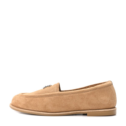 Chanel Suede Calfskin CC Loafers 39.5 Dark Beige 1 of 10