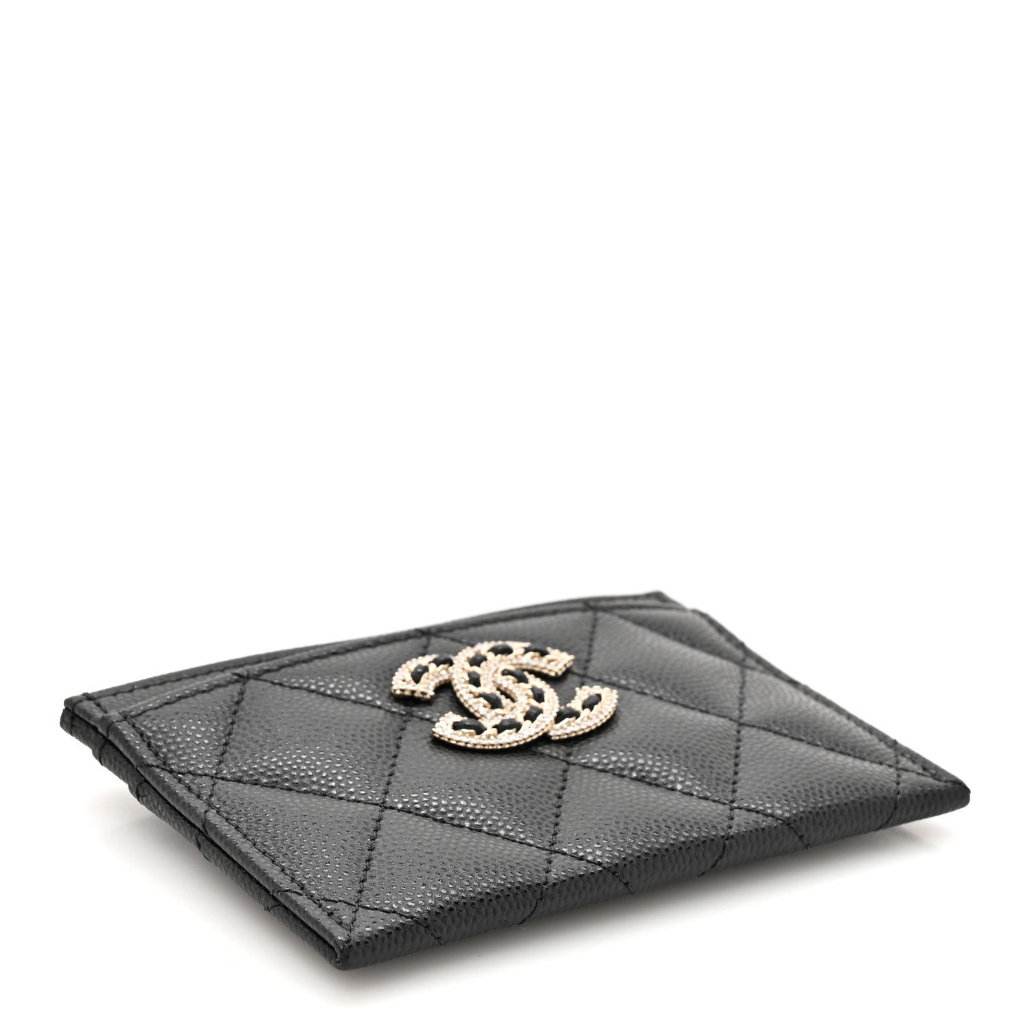 Chanel Caviar Quilted Crystal Card Holder Black 4 of 9