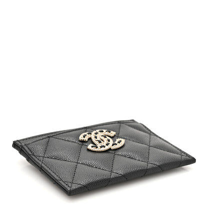 Chanel Caviar Quilted Crystal Card Holder Black 4 of 9