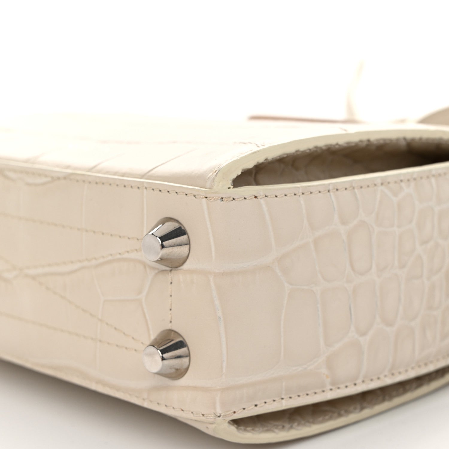Alexander McQueen Calfskin Crocodile Embossed Box Shoulder Bag 16 White Bone 9 of 12