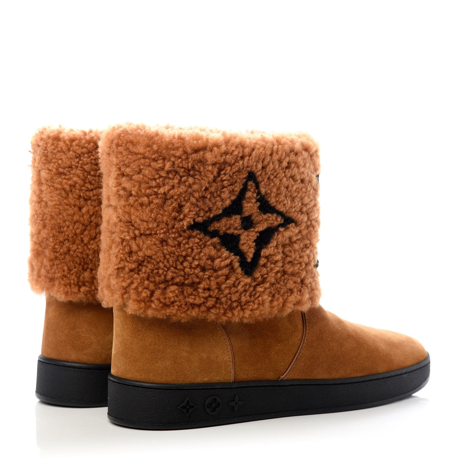 Louis Vuitton Suede Calfskin Shearling Snowdrop Flat Ankle Boot 40 Cognac 4 of 10