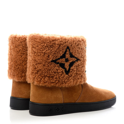 Louis Vuitton Suede Calfskin Shearling Snowdrop Flat Ankle Boot 40 Cognac 4 of 10