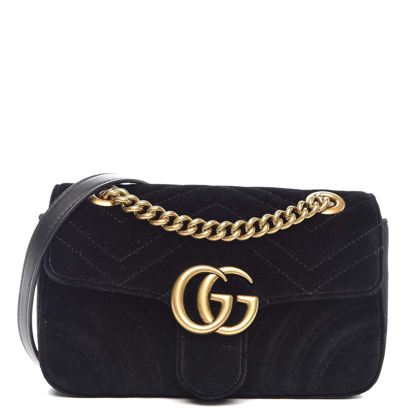 Velvet Matelasse Mini GG Marmont Shoulder Bag Black