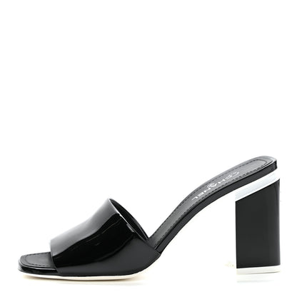 Chanel Patent Calfskin Mule 37.5 Black White 1 of 10