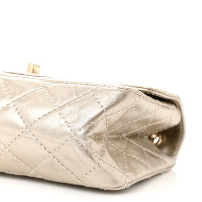 Chanel Metallic Aged Calfskin Quilted 2.55 Reissue Mini Flap Light Gold 10 of 11