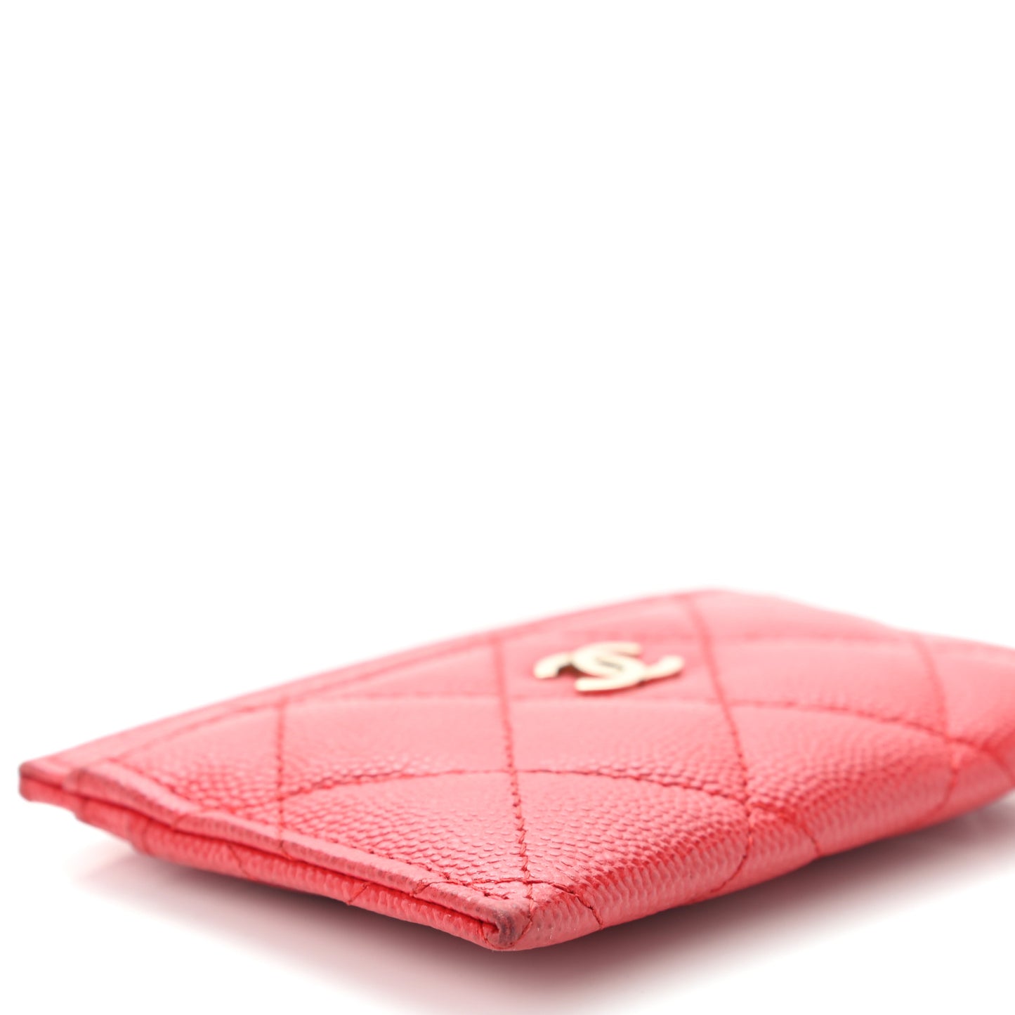 Caviar Quilted Card Holder Red