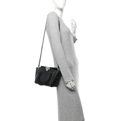 Valentino Garavani Vitello Mini Rockstud Double Handle Tote Black 2 of 9