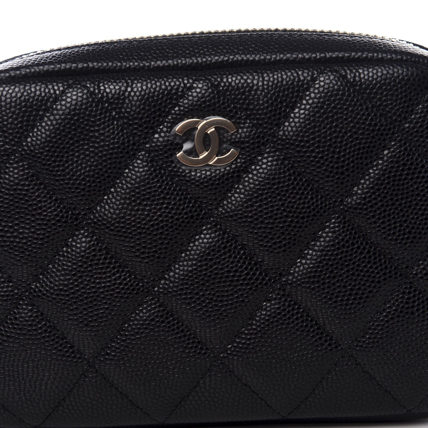 Chanel Caviar Quilted Small Curvy Pouch Cosmetic Case Black 8 of 9