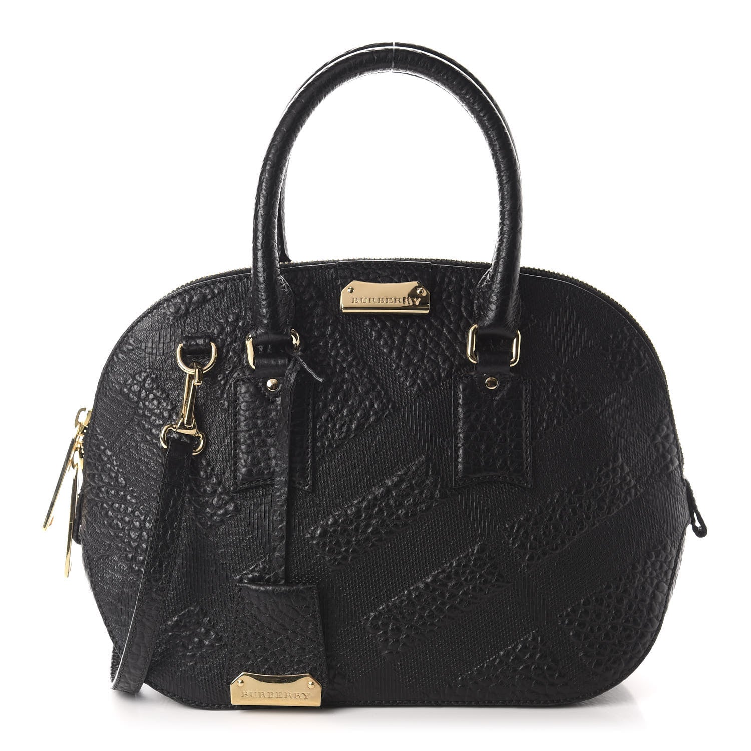 Burberry Heritage Grain Check Embossed Small Orchard Bowling Bag Black 1 of 11