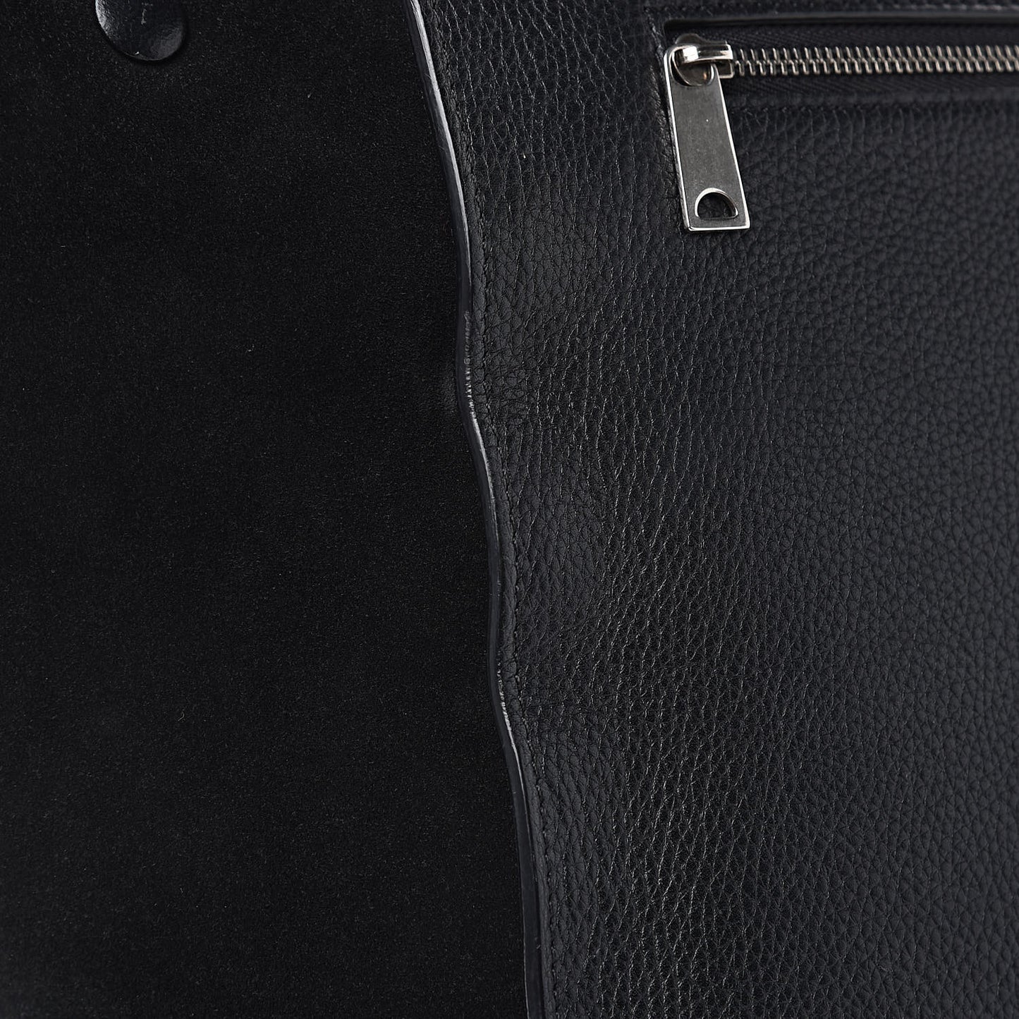 Drummed Calfskin Suede Large Trapeze Black