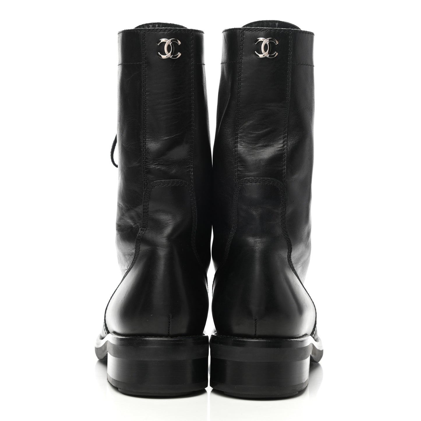 Crinkled Calfskin Paris Edinburgh CC Combat Boots 40 Black