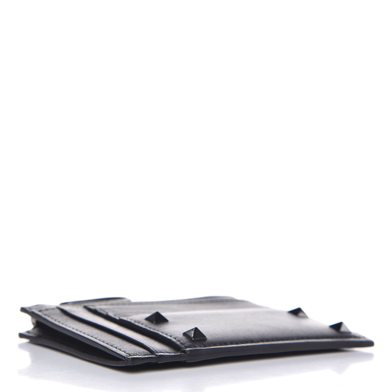Valentino Garavani Vitello Rockstud Coin Case Card Holder Black 4 of 8
