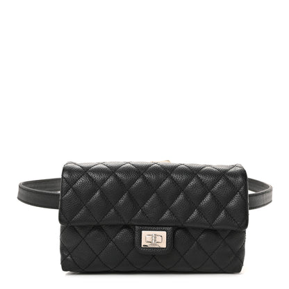 Chanel Grained Calfskin Quilted 2.55 Reissue Flap Belt Bag Clutch Black 1 of 19
