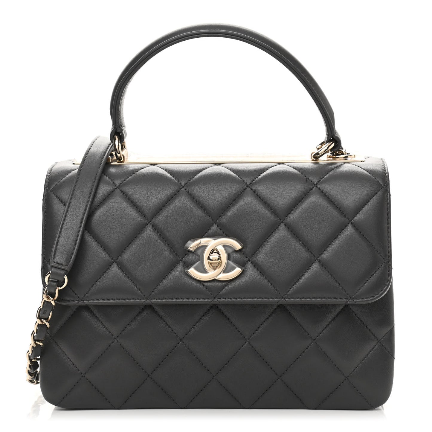 Lambskin Quilted Small Trendy CC Dual Handle Flap Bag Dark Grey