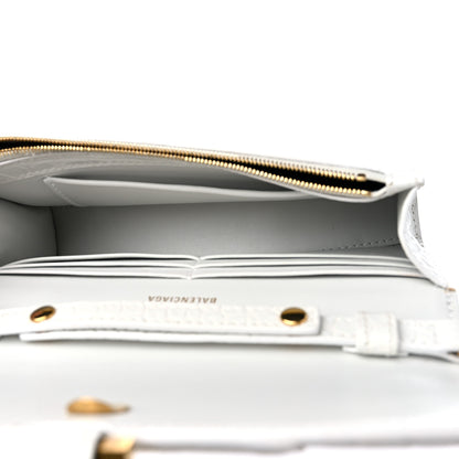 Balenciaga Shiny Calfskin Crocodile Embossed Hourglass Chain Bag White 5 of 12